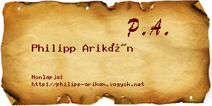 Philipp Arikán névjegykártya